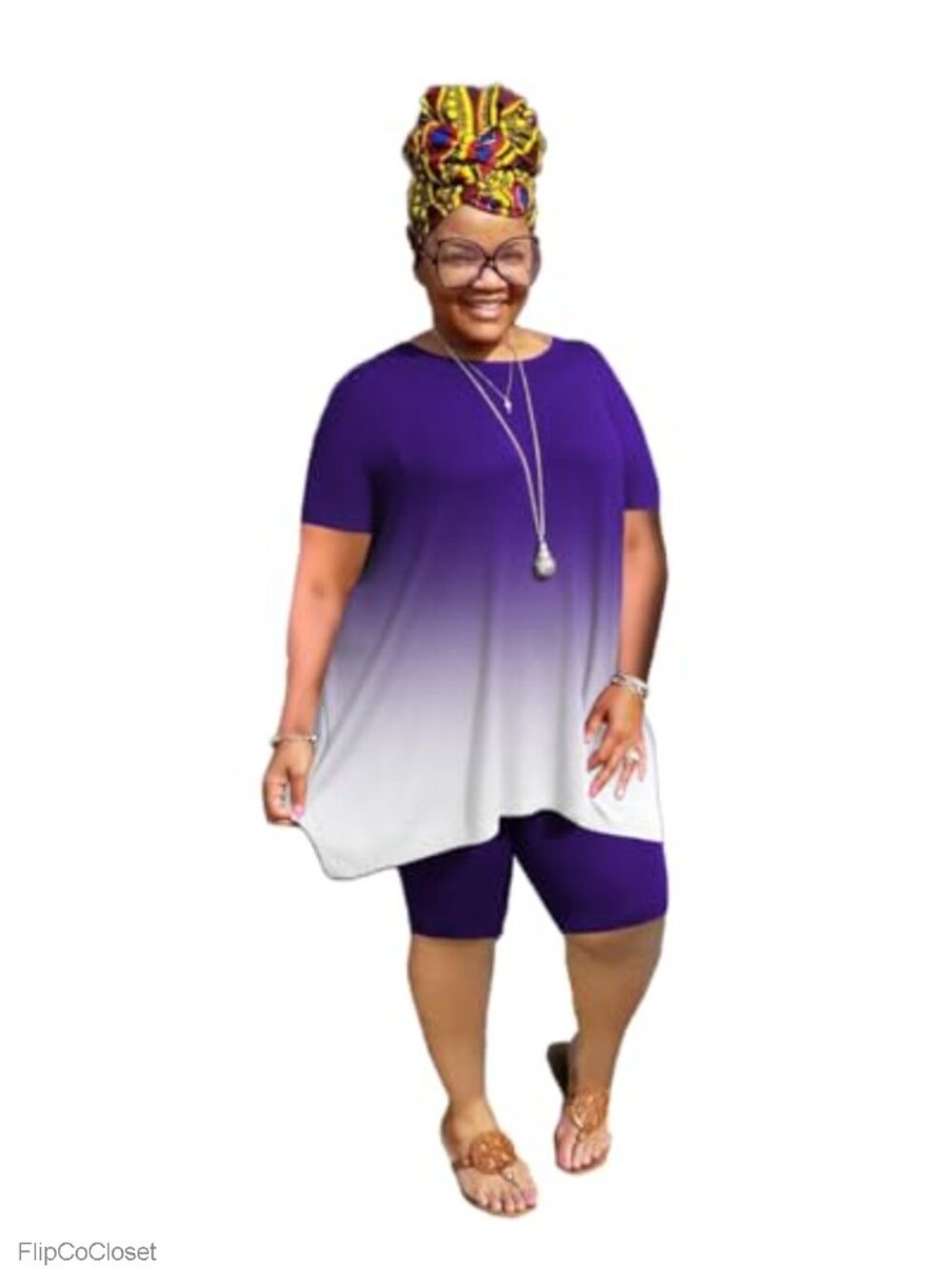 Women's Plus Size 2 Piece Outfit Short Sleeve T Shirt and Shorts Set Casual